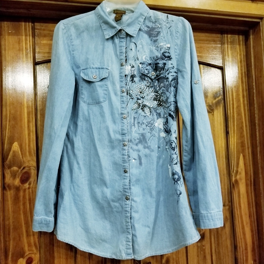 Copper Key Denum Button up